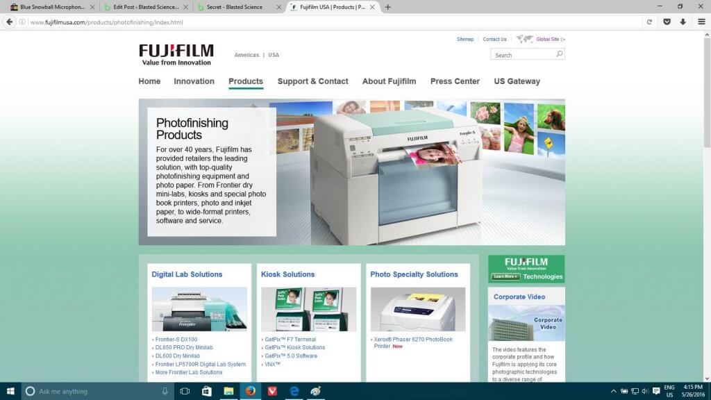 Fujifilm USA web site